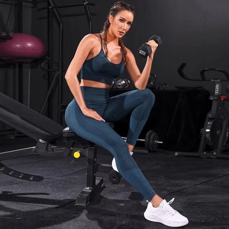 Elevate Your Workout: 2-Piece Seamless Women's Yoga Tracksuit with High Waist Leggings
