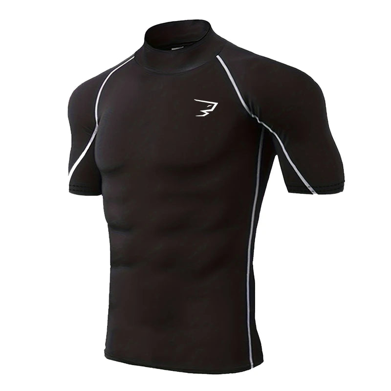 Men's Compression T-Shirt for Bodybuilding - Quick Dry Short Sleeve Workout Top for Gym and Running