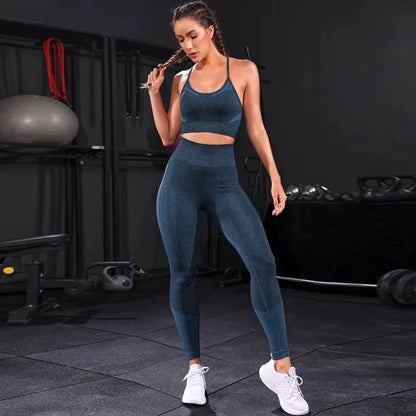 Elevate Your Workout: 2-Piece Seamless Women's Yoga Tracksuit with High Waist Leggings