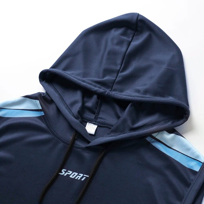 Men's Quick-Dry 2-Piece Sportswear Set - Hoodie T-Shirt & Shorts for Gym Training and Jogging