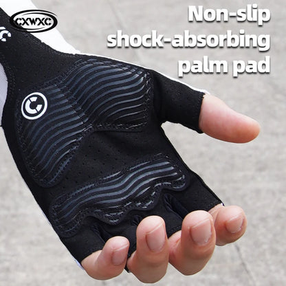 CXWXC Breathable Half Finger Cycling Gloves for Men & Women - Anti-Slip Fitness Training Gloves with Extended Wrist Guard