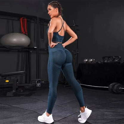 Elevate Your Workout: 2-Piece Seamless Women's Yoga Tracksuit with High Waist Leggings