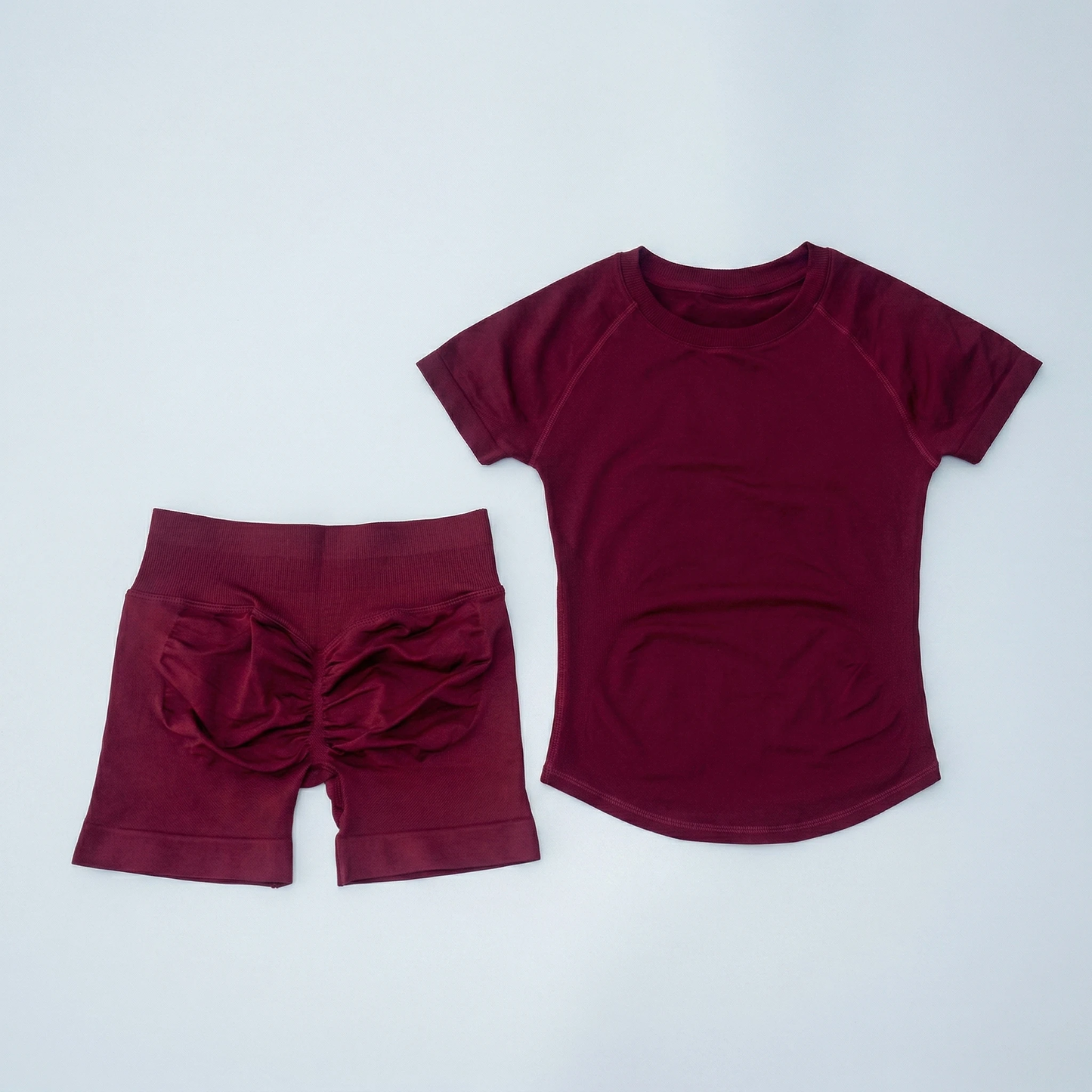 Seamless 2-Piece Women's Sports Gym Set - Short Sleeve Yoga & Running Leggings Suit