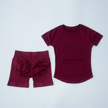 Seamless 2-Piece Women's Sports Gym Set - Short Sleeve Yoga & Running Leggings Suit