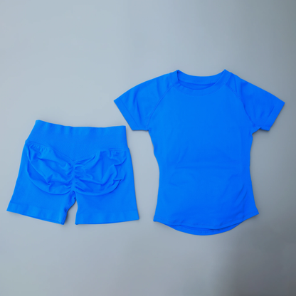Seamless 2-Piece Women's Sports Gym Set - Short Sleeve Yoga & Running Leggings Suit
