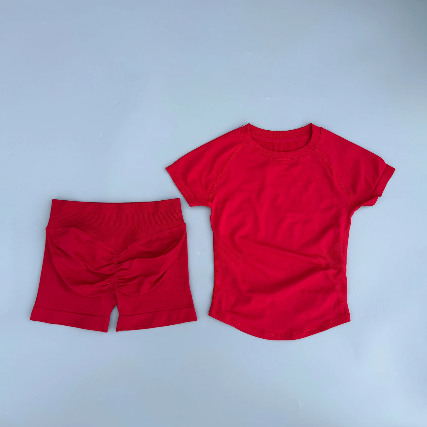 Seamless 2-Piece Women's Sports Gym Set - Short Sleeve Yoga & Running Leggings Suit