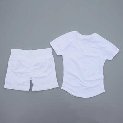 Seamless 2-Piece Women's Sports Gym Set - Short Sleeve Yoga & Running Leggings Suit