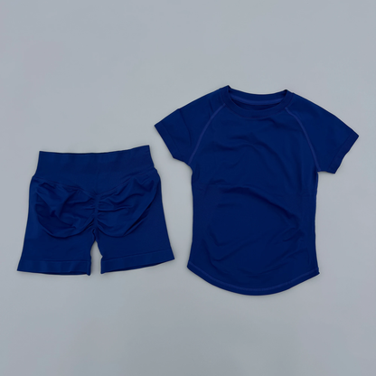 Seamless 2-Piece Women's Sports Gym Set - Short Sleeve Yoga & Running Leggings Suit