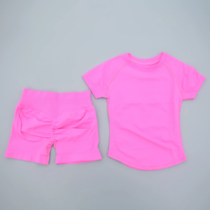 Seamless 2-Piece Women's Sports Gym Set - Short Sleeve Yoga & Running Leggings Suit