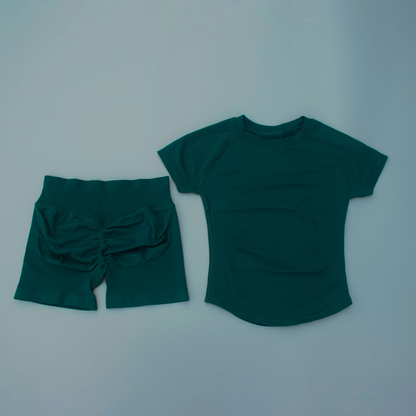 Seamless 2-Piece Women's Sports Gym Set - Short Sleeve Yoga & Running Leggings Suit