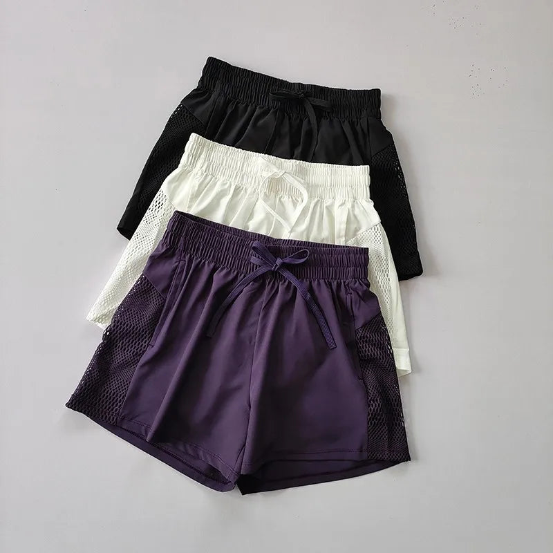 High Waist 2-in-1 Women's Yoga Shorts - Quick Dry Fitness & Running Pants for Casual Gym Wear