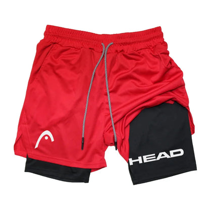Men's 2-in-1 Running Shorts - Quick Dry Fitness & Gym Jogging Gear for Summer