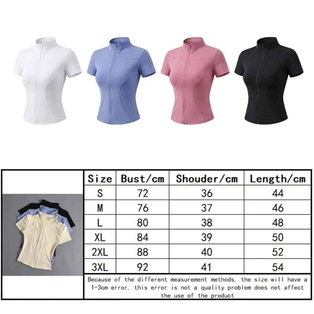 Elevate Your Workout: Slim Fit Lightweight Zip Front Women's Sports Top - Perfect for Yoga & Running this Summer!