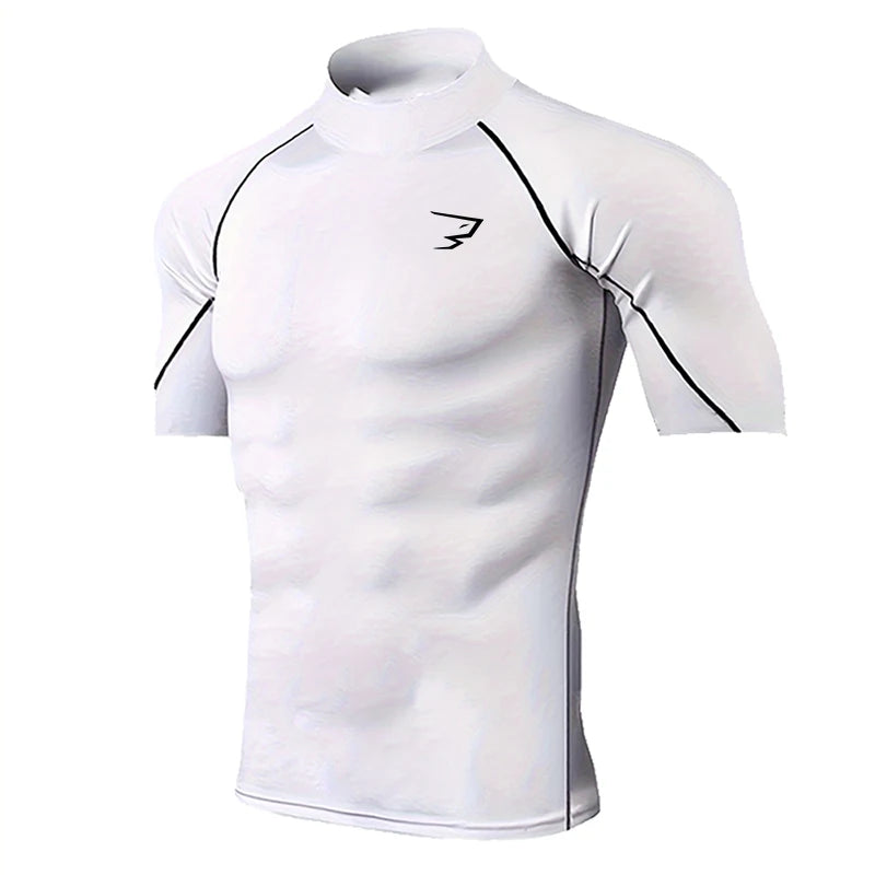 Men's Compression T-Shirt for Bodybuilding - Quick Dry Short Sleeve Workout Top for Gym and Running