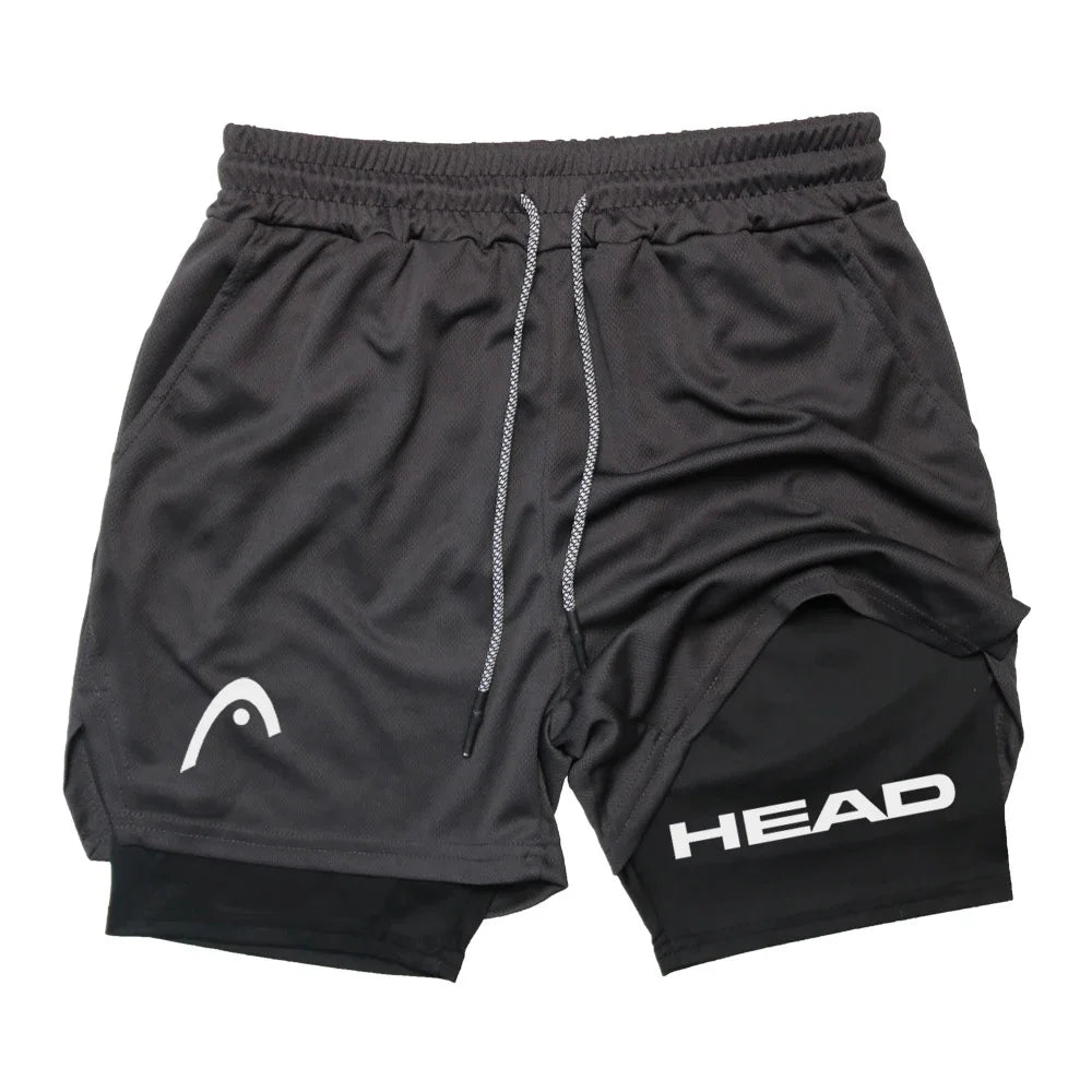 Men's 2-in-1 Running Shorts - Quick Dry Fitness & Gym Jogging Gear for Summer