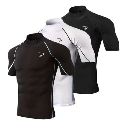 Men's Compression T-Shirt for Bodybuilding - Quick Dry Short Sleeve Workout Top for Gym and Running