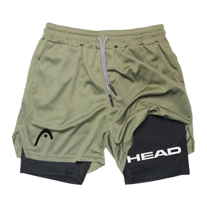 Men's 2-in-1 Running Shorts - Quick Dry Fitness & Gym Jogging Gear for Summer