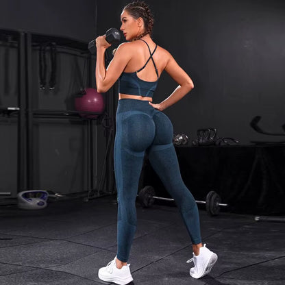 Elevate Your Workout: 2-Piece Seamless Women's Yoga Tracksuit with High Waist Leggings
