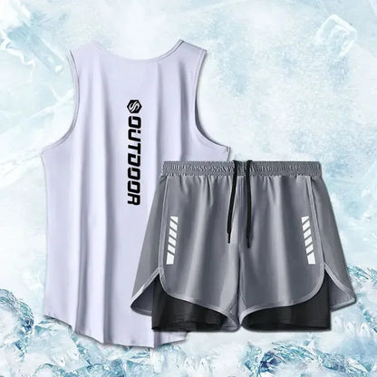 Men's Summer Quick-Dry Fitness Set - Lightweight Vest & Shorts with Mesh Ventilation for Running and Sports